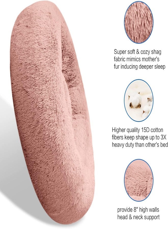 PAWSOME Plush Calming Dog Beds, Donut Dog Bed for Small Dogs, Medium, Large & X-Large, Comfy Cuddler Dog Bed and Cat Bed in Faux Fur (Pink, M) - Image 3